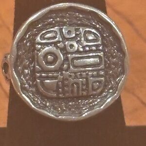 Retired Silpada Etched Mosaic Sterling Silver Ring. Size 7